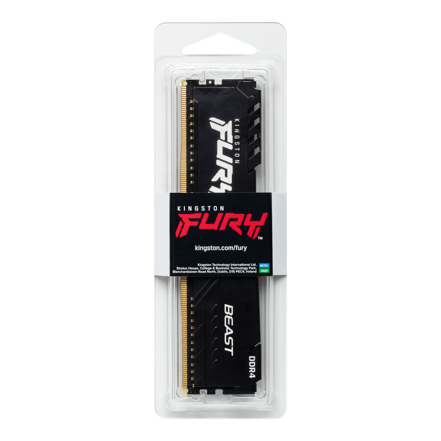 kingston fury beast ddr4 memory - speed=3200mts total kit capacity=128gb kit=kit of 4 dram density=16gbit