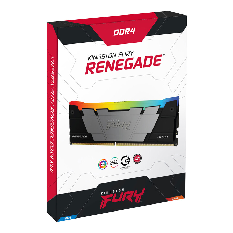 kingston fury renegade ddr4 rgb memory - speed=3600mts total kit capacity=32gb kit=kit of 2 dram density=8gbit