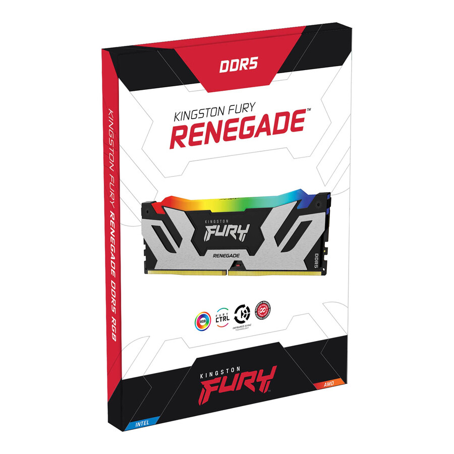 kingston fury renegade ddr5 rgb memory - module type=udimm speed=6400mts total kit capacity=48gb kit=single module dram density=24gbit color=black