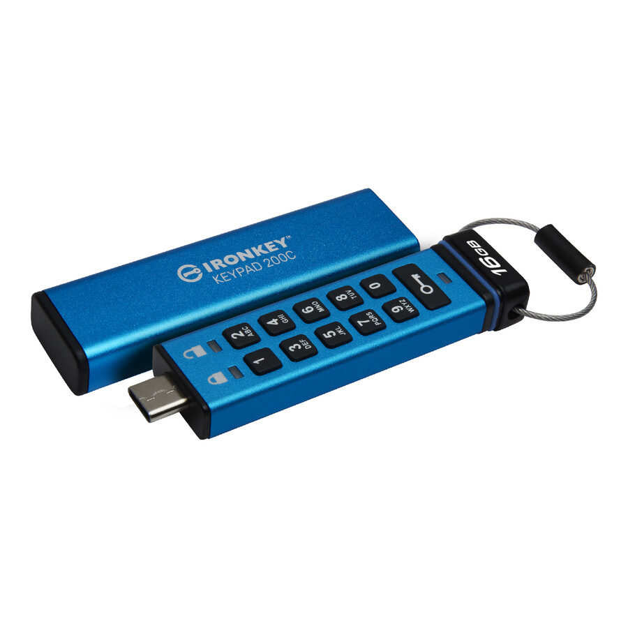 kingston ironkey keypad 200 series usb flash drive - capacity=16gb connector=usb-a