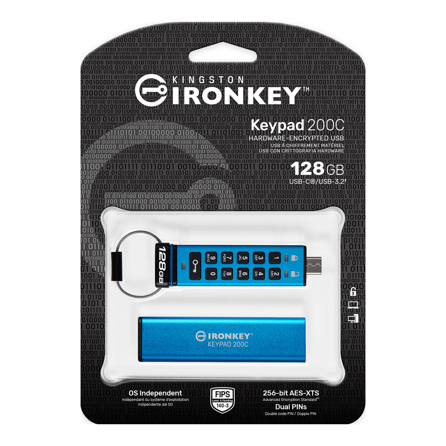 kingston ironkey keypad 200 series usb flash drive - capacity=32gb connector=usb-c