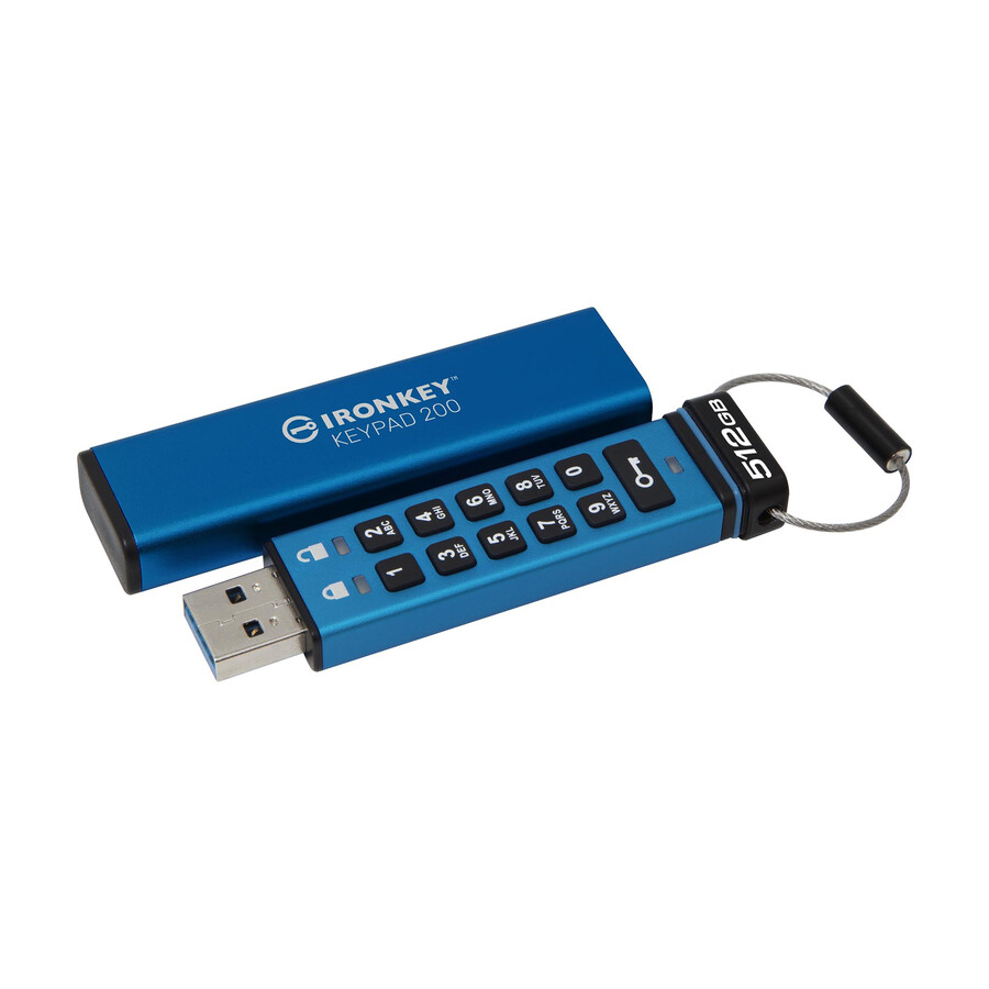 kingston ironkey keypad 200 series usb flash drive - capacity=128gb connector=usb-a
