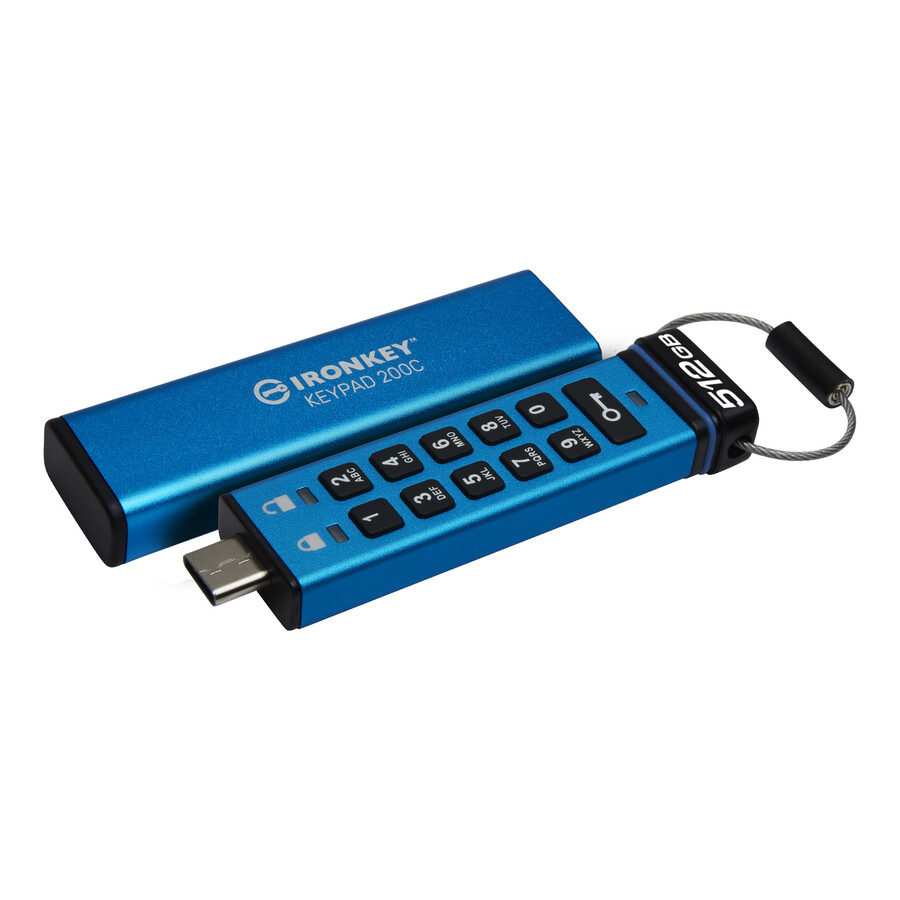 kingston ironkey keypad 200 series usb flash drive - capacity=256gb connector=usb-c