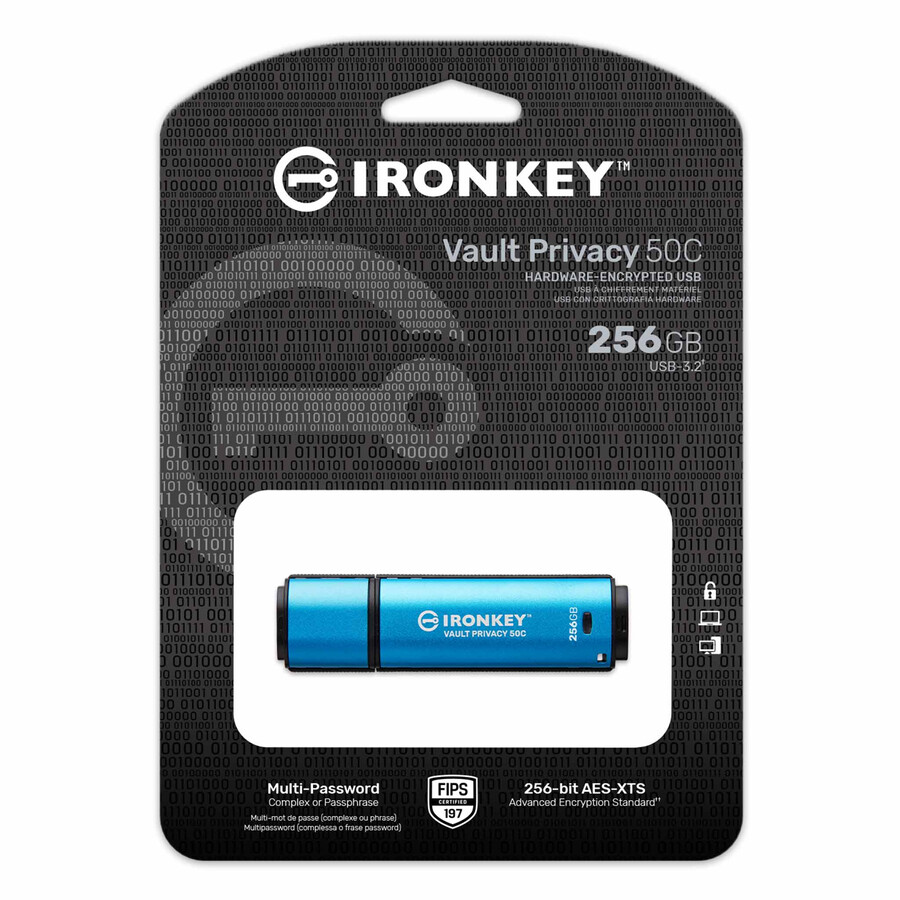 kingston ironkey vault privacy 50 series - capacity=64gb speed class=usb 3.2 gen 1 connector=usb-c