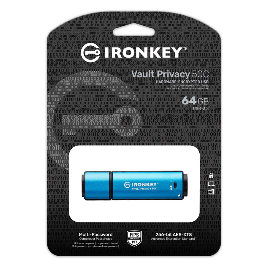 kingston ironkey vault privacy 50 series - capacity=128gb speed class=usb 3.2 gen 1 connector=usb-a