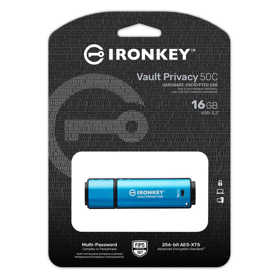kingston ironkey vault privacy 50 series - capacity=128gb speed class=usb 3.2 gen 1 connector=usb-c