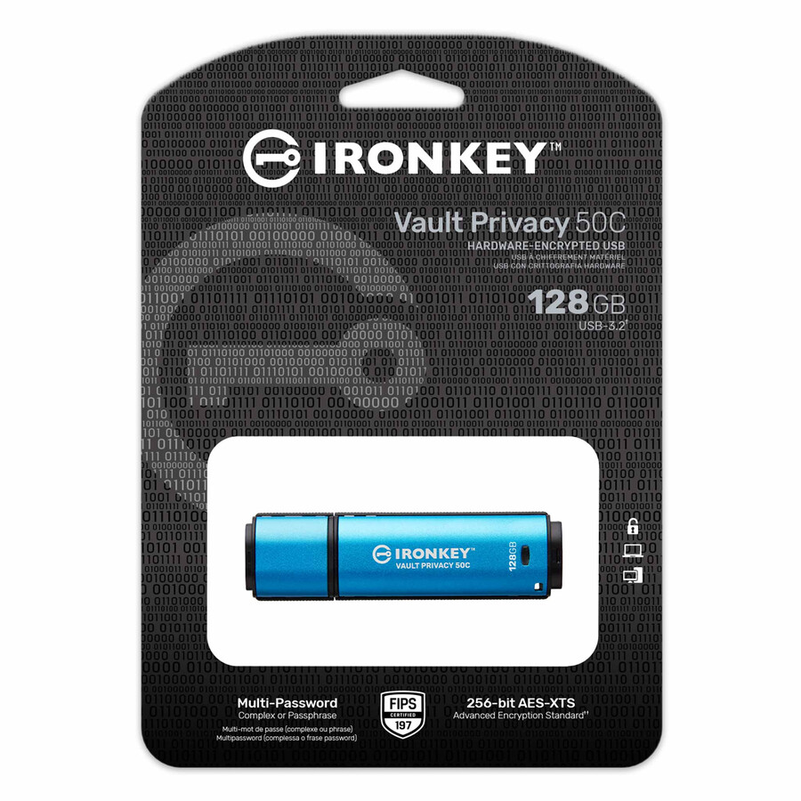 kingston ironkey vault privacy 50 series - capacity=256gb speed class=usb 3.2 gen 1 connector=usb-a
